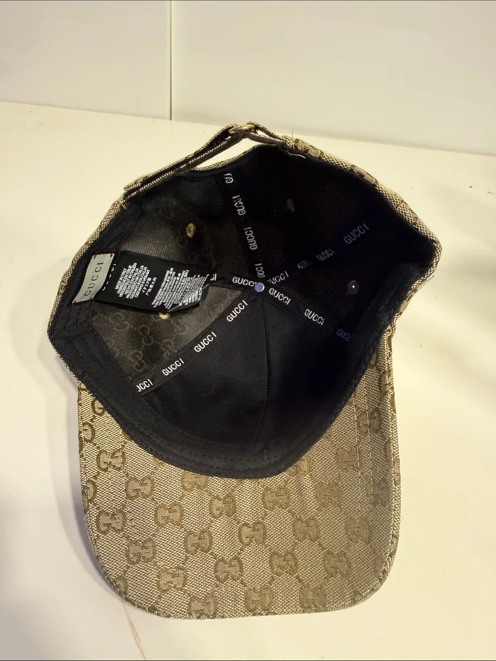 Gucci Beige Monogram Canvas Baseball Cap with Brown Logo Patch Men’s hat